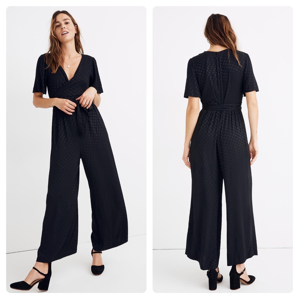 New Madewell Wrap-Waist Jumpsuit in Dot Jacquard